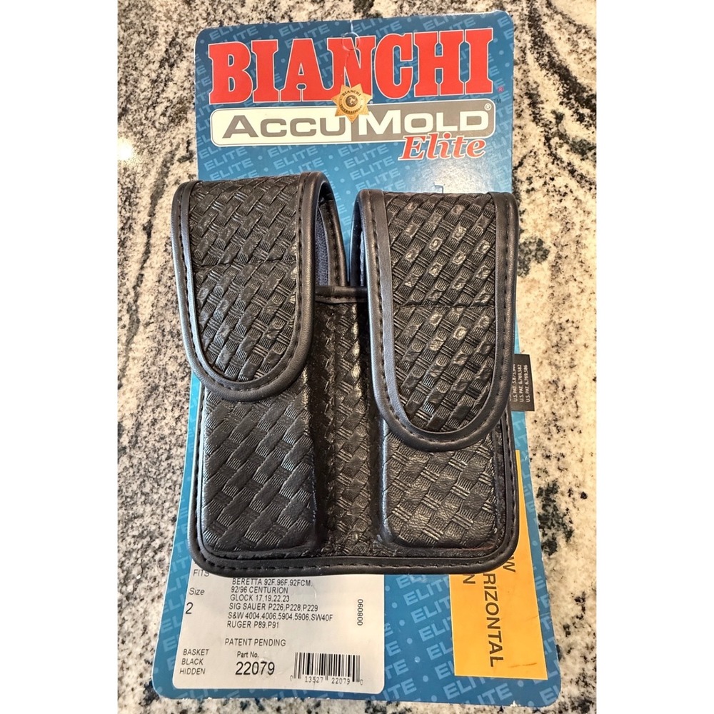 Bianchi AccuMold Elite 7902 Double Mag Pouch Black Basketweave 22079 Size 2